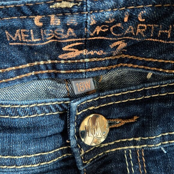 Melissa McCarthy Seven7 Dark Wash Straight Leg Jeans Thick Stitch - Picture 7 of 10